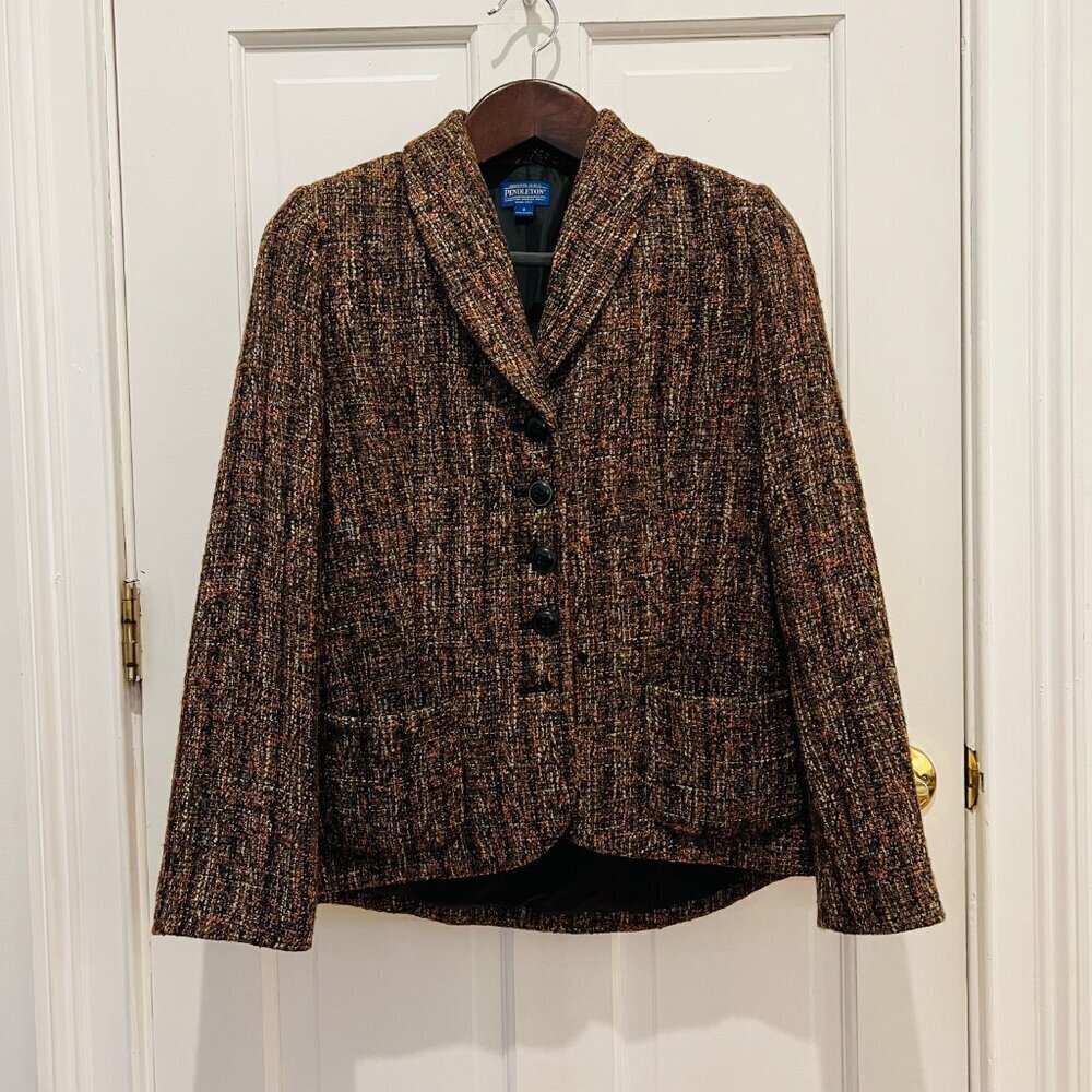 Vintage Pendleton Tweed Sweater Blazer Size 8 - Picture 2 of 16